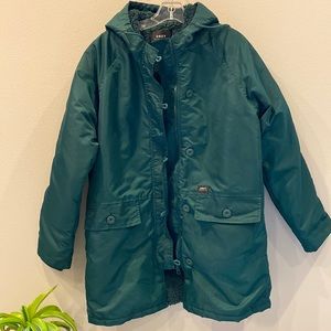 Sage Green women’s Foxtrot Obey Worldwide quilted faux fur lined jacket